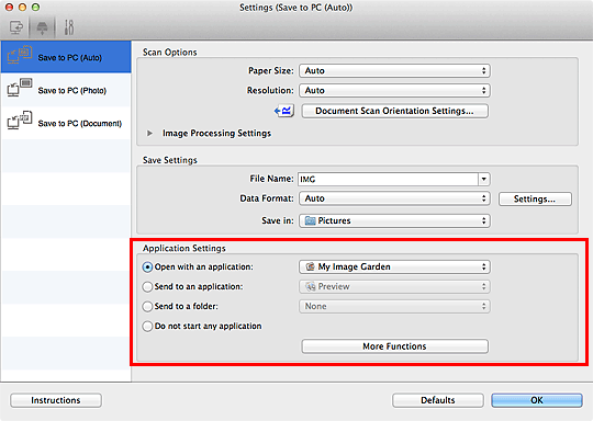 figure: Settings dialog